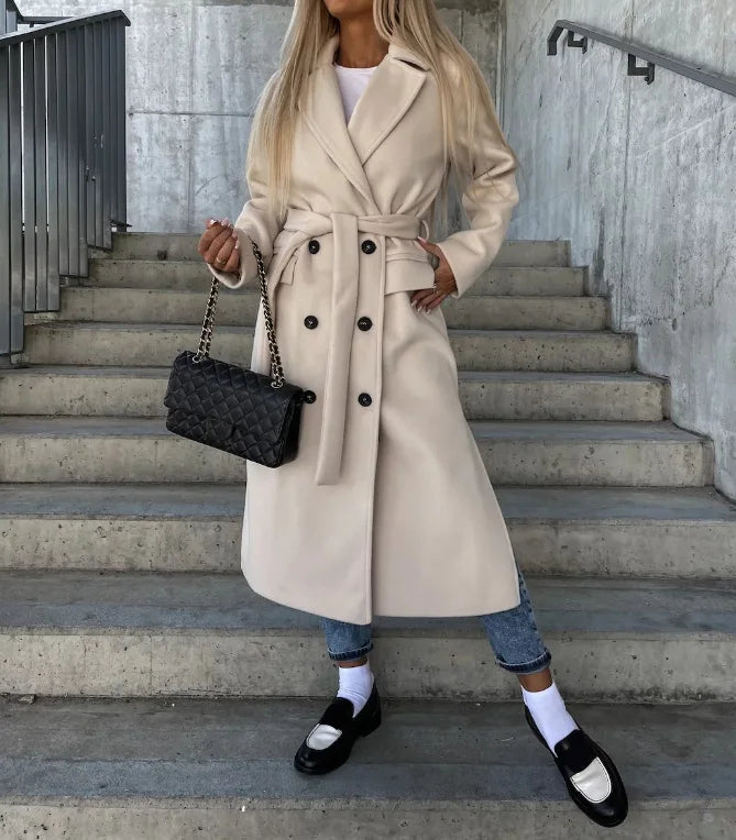 Women's Long Tailored Trench Coat – Sleek Classic Overcoat