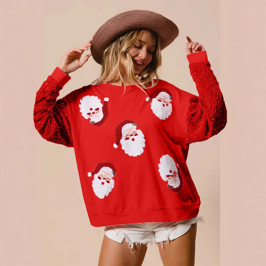 Tessa | Women Sequin Sleeve Christmas Sweatshirt