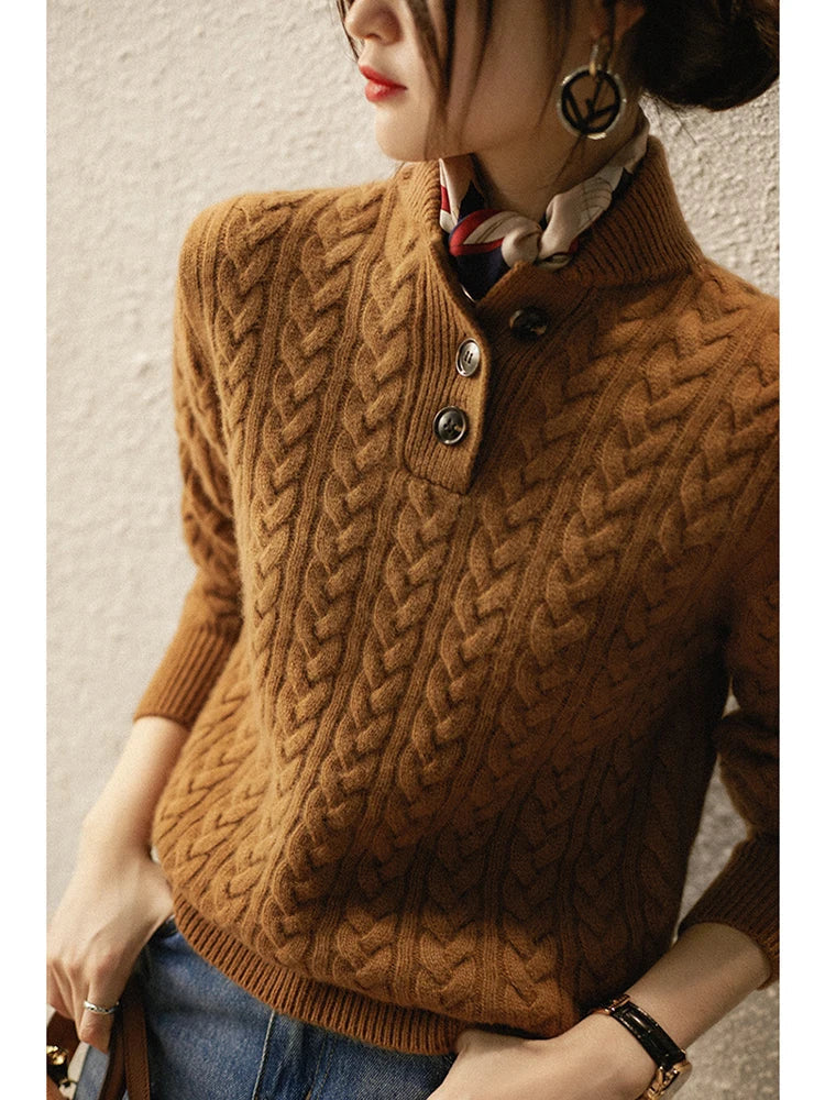 Owen | Men Cable Knit Button Collar Sweater