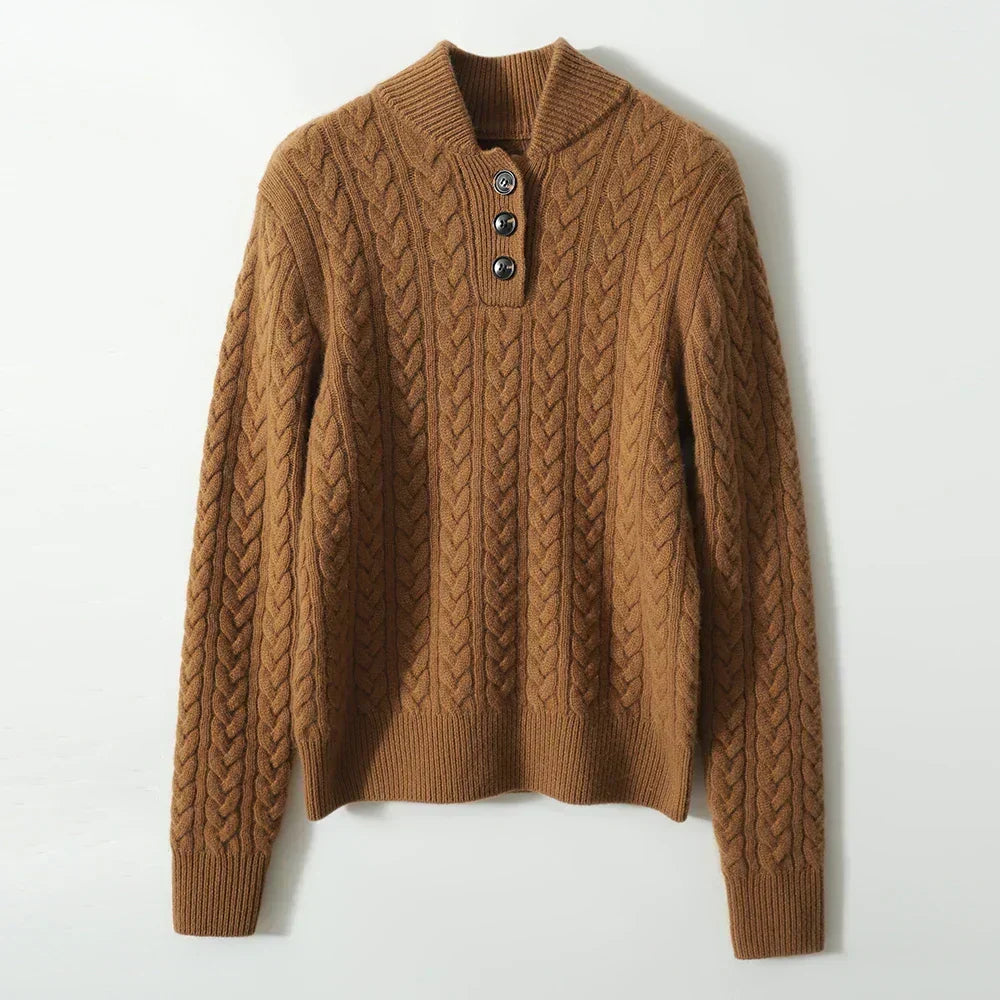 Owen | Men Cable Knit Button Collar Sweater