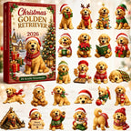 Goldie | Golden Retriever Christmas Advent Calendar with 24 Puppy Tree Ornaments