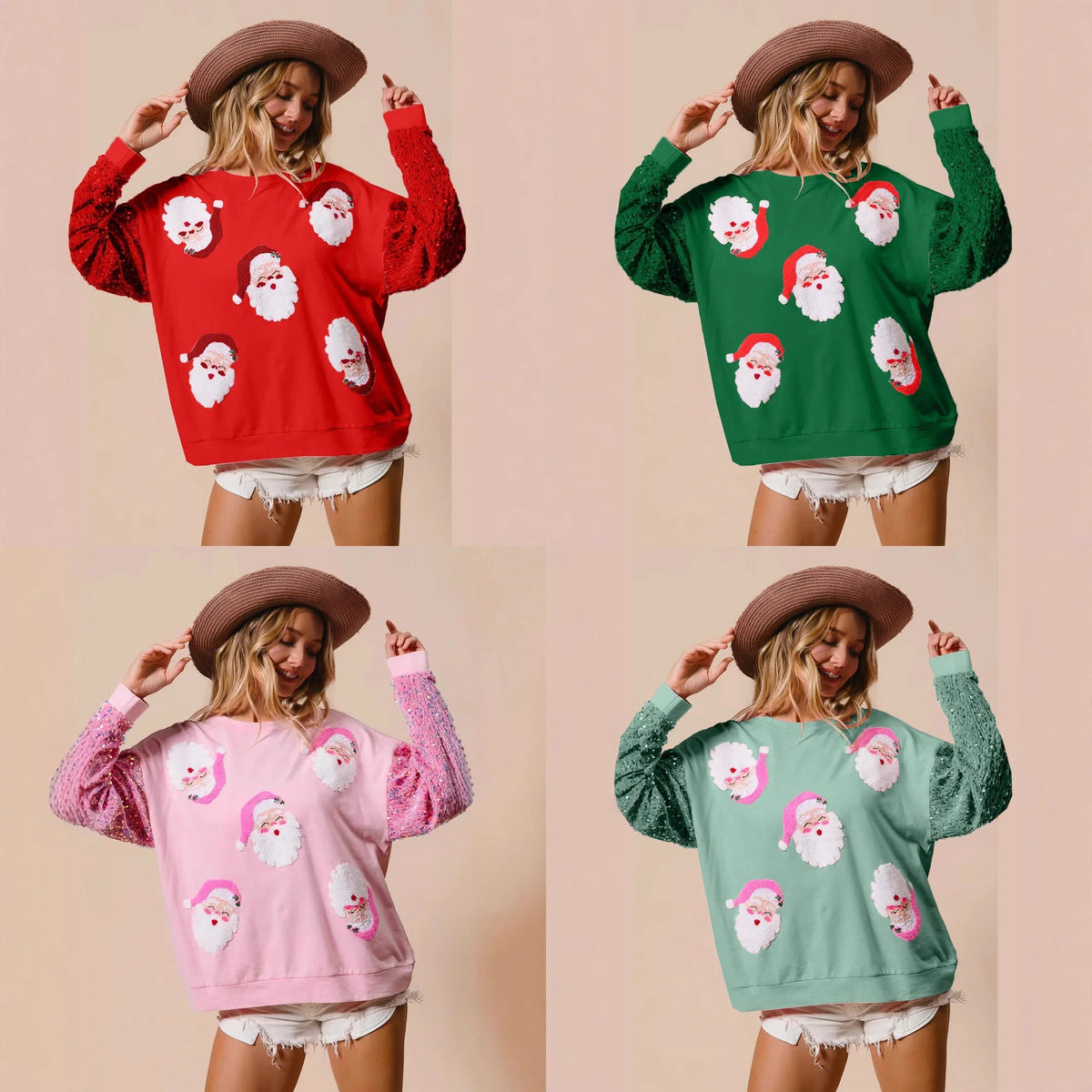 Tessa | Women Sequin Sleeve Christmas Sweatshirt