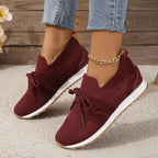 Women's Lace-Detail Slip-On Sneakers – Breathable Non-Slip Walking Shoes