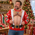 Gus | Men Santa Belly Print Ugly Christmas Sweater