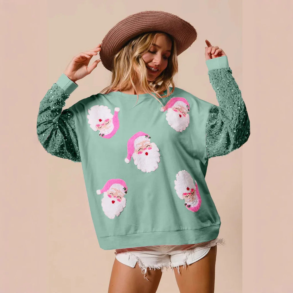 Tessa | Women Sequin Sleeve Christmas Sweatshirt