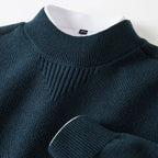 Men's Textured Mock Neck Knit Sweater – Mid-Weight Relaxed Pullover