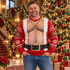 Gus | Men Santa Belly Print Ugly Christmas Sweater