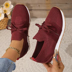 Women's Lace-Detail Slip-On Sneakers – Breathable Non-Slip Walking Shoes