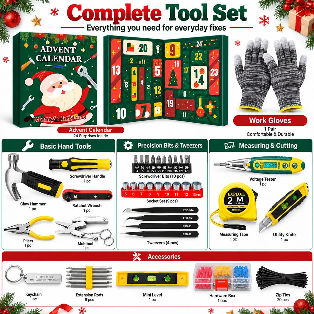 Hank | Mens Hand Tool Christmas Advent Calendar with 24 DIY Tools and Accessories