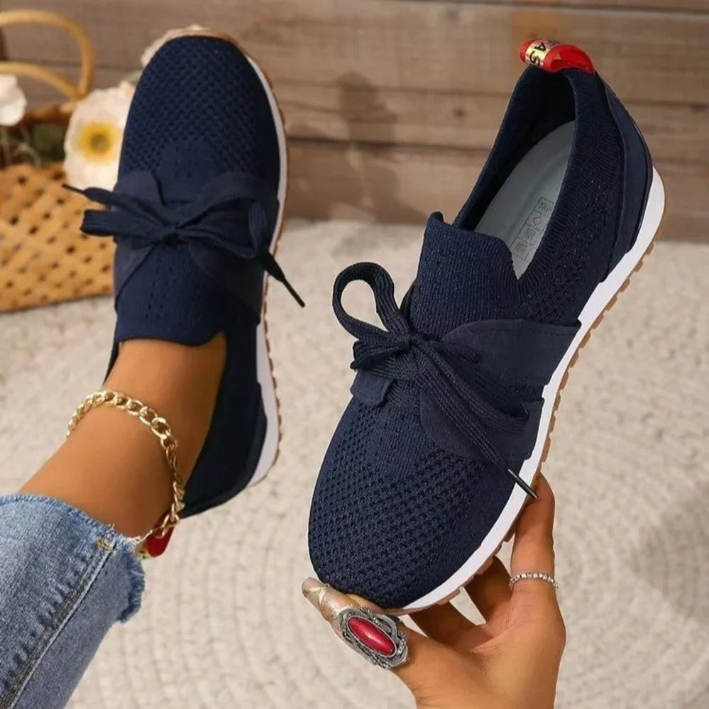 Women's Lace-Detail Slip-On Sneakers – Breathable Non-Slip Walking Shoes