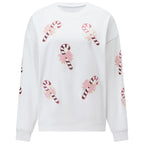 Ivy | Women Sequin Candy Cane Christmas Sweatshirt