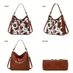 Women's Animal Print Tote with Wristlet – Two-Piece Faux Leather Bag Set