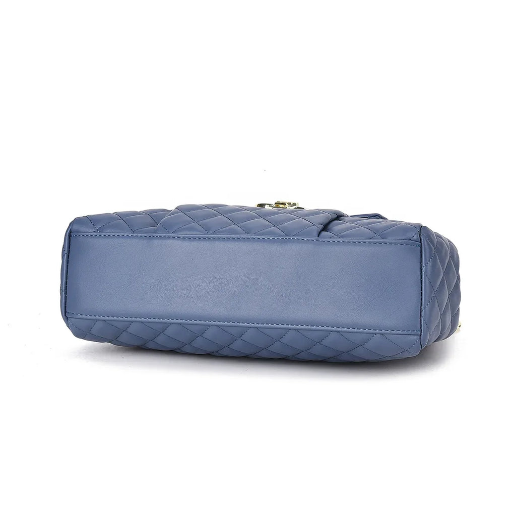 Women's Quilted Chain Handle Bag – Structured Turn-Lock Handbag