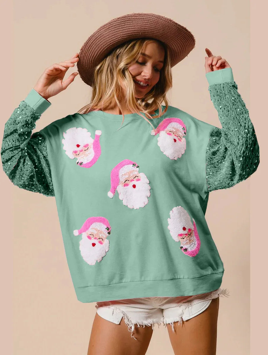 Tessa | Women Sequin Sleeve Christmas Sweatshirt