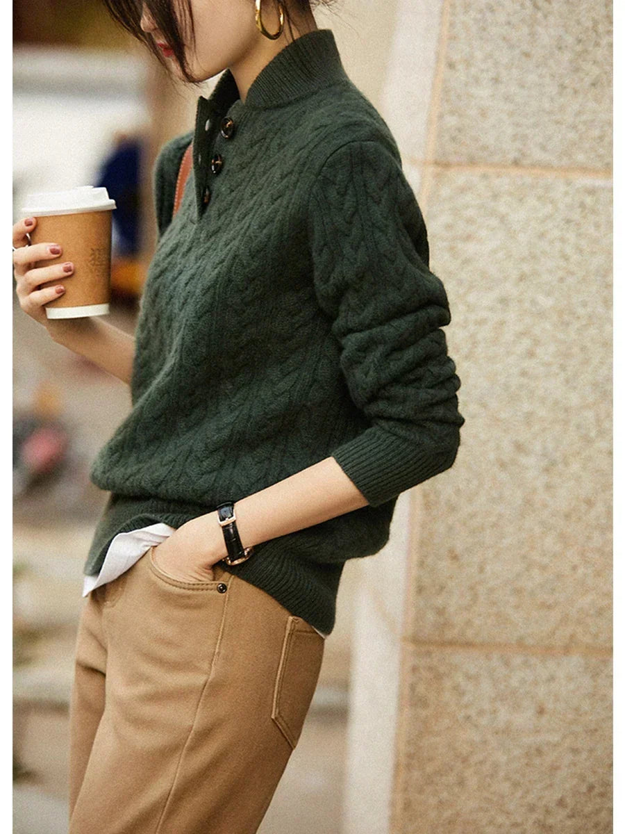 Owen | Men Cable Knit Button Collar Sweater
