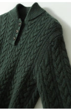 Owen | Men Cable Knit Button Collar Sweater