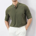 Kyoto Woven Band Collar Shirt