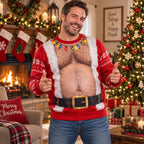 Gus | Men Santa Belly Print Ugly Christmas Sweater