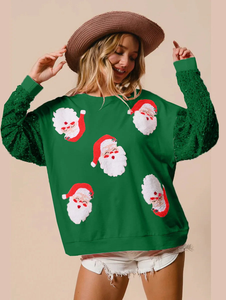 Tessa | Women Sequin Sleeve Christmas Sweatshirt