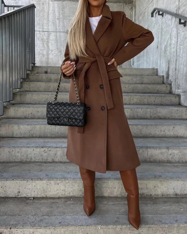 Women's Long Tailored Trench Coat – Sleek Classic Overcoat