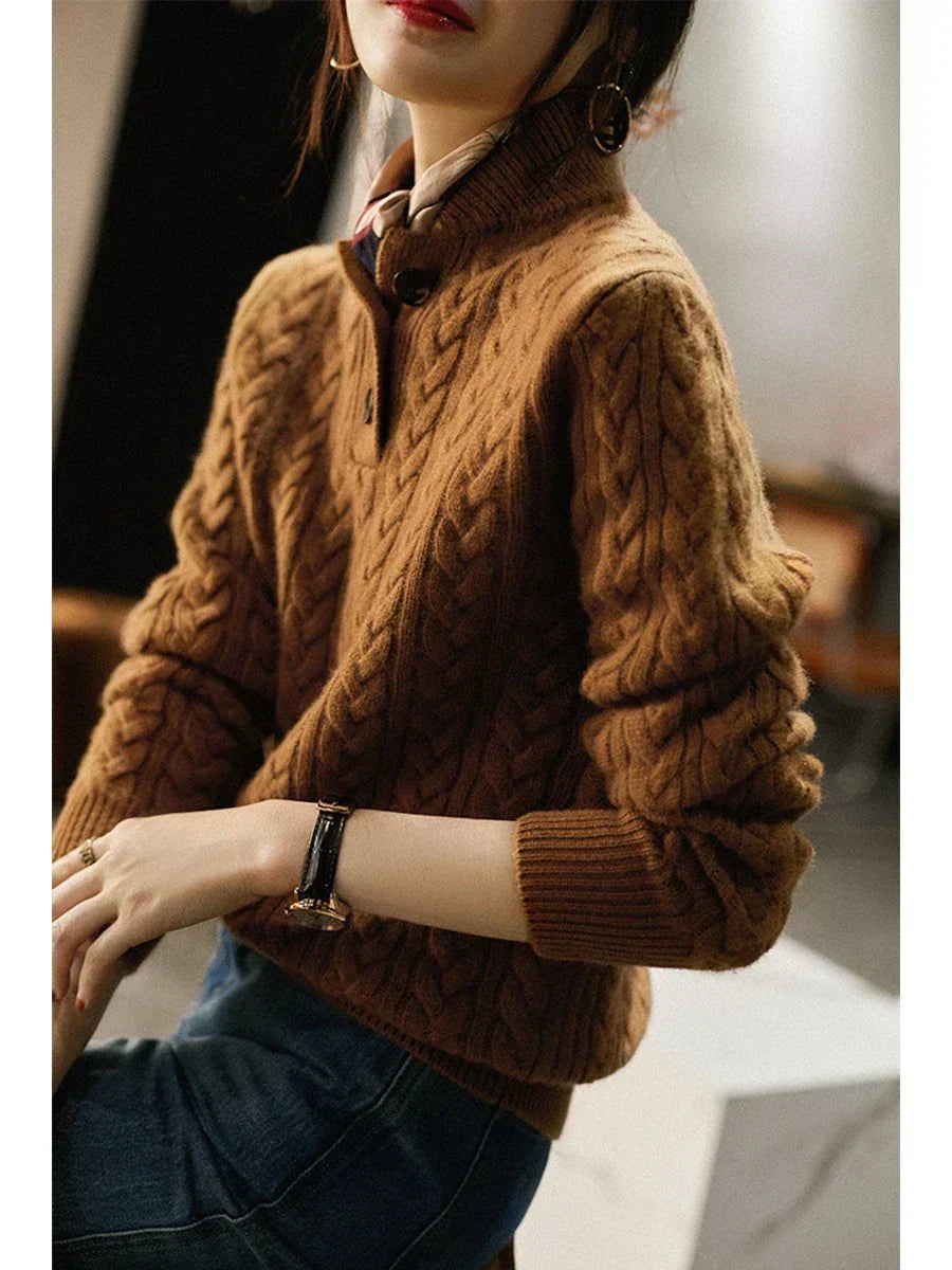 Owen | Men Cable Knit Button Collar Sweater