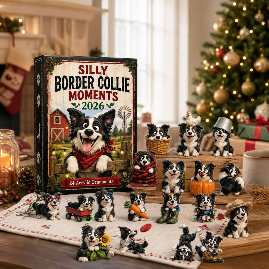 Molly | Border Collie Christmas Advent Calendar with 24 Farm Dog Tree Ornaments