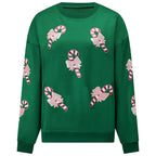 Ivy | Women Sequin Candy Cane Christmas Sweatshirt