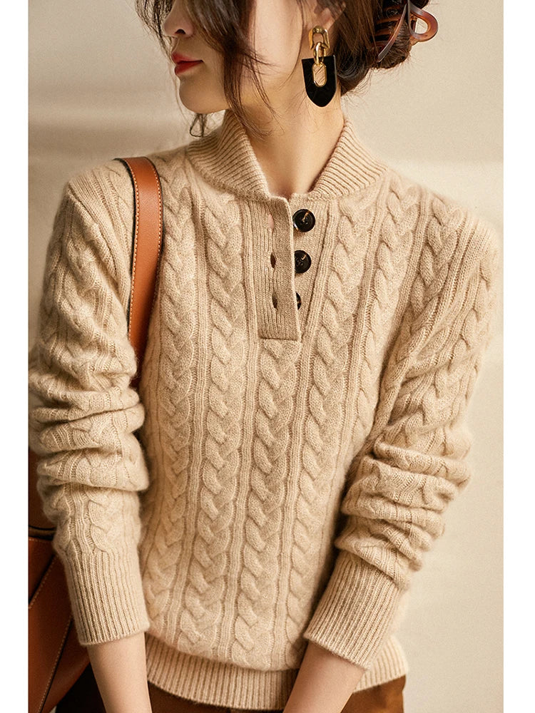 Owen | Men Cable Knit Button Collar Sweater
