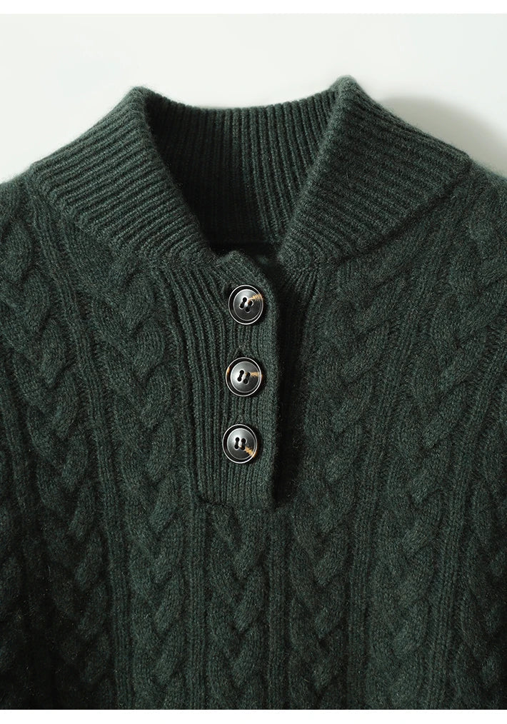 Owen | Men Cable Knit Button Collar Sweater