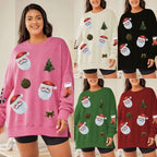 Ruby | Women Oversized Sequin Santa Christmas Sweatshirt
