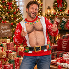Gus | Men Santa Belly Print Ugly Christmas Sweater