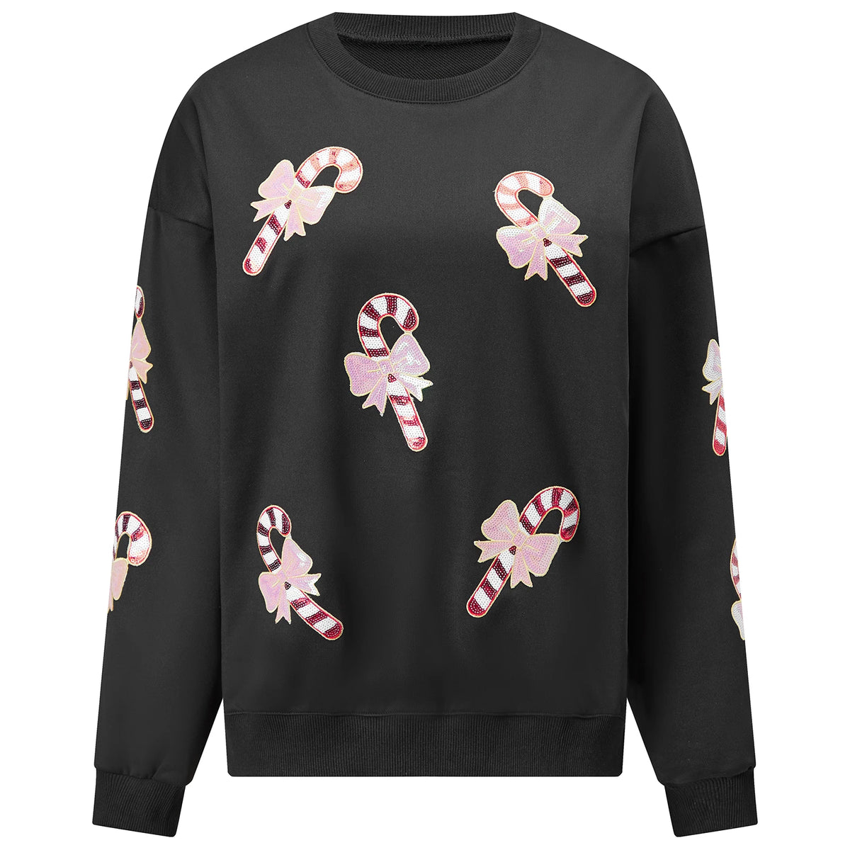 Ivy | Women Sequin Candy Cane Christmas Sweatshirt