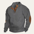 Men's Cable Knit High Collar Sweater – Retro Pullover with Elbow Patches