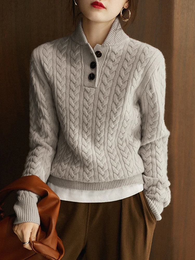 Owen | Men Cable Knit Button Collar Sweater