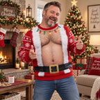 Gus | Men Santa Belly Print Ugly Christmas Sweater