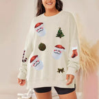 Ruby | Women Oversized Sequin Santa Christmas Sweatshirt