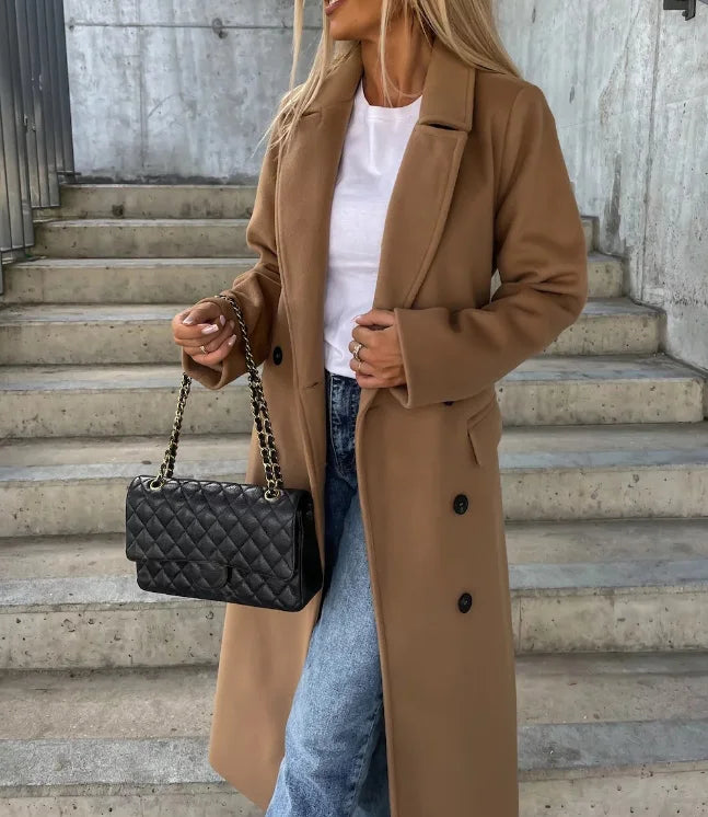Women's Long Tailored Trench Coat – Sleek Classic Overcoat