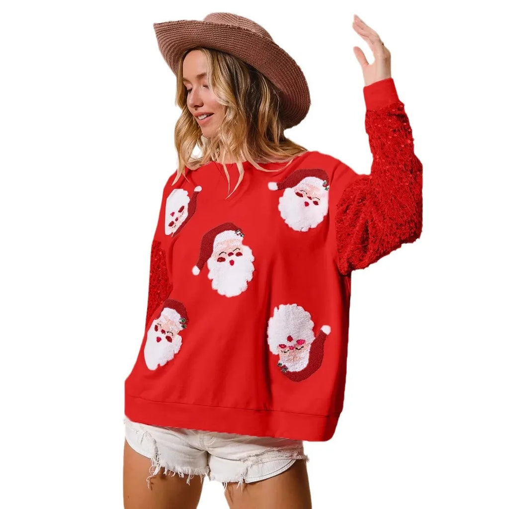 Tessa | Women Sequin Sleeve Christmas Sweatshirt