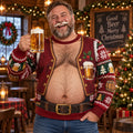 Hank | Men Beer Belly Print Ugly Christmas Sweater