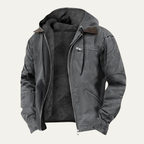 Men's Fleece Lined Hooded Winter Jacket – Full Zip Warm Outerwear