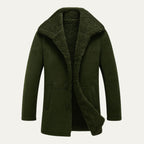 Men's Winter Overcoat with Shearling-Style Collar – Warm Lined Tailored Coat