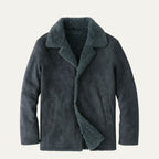 Men's Winter Overcoat with Shearling-Style Collar – Warm Lined Tailored Coat