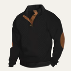 Men's Cable Knit High Collar Sweater – Retro Pullover with Elbow Patches