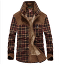 Men's Sherpa Lined Flannel Jacket – Plaid Shirt Jacket with Corduroy Collar