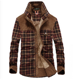 Men's Sherpa Lined Flannel Jacket – Plaid Shirt Jacket with Corduroy Collar