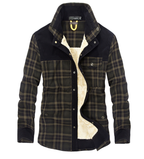 Men's Sherpa Lined Flannel Jacket – Plaid Shirt Jacket with Corduroy Collar