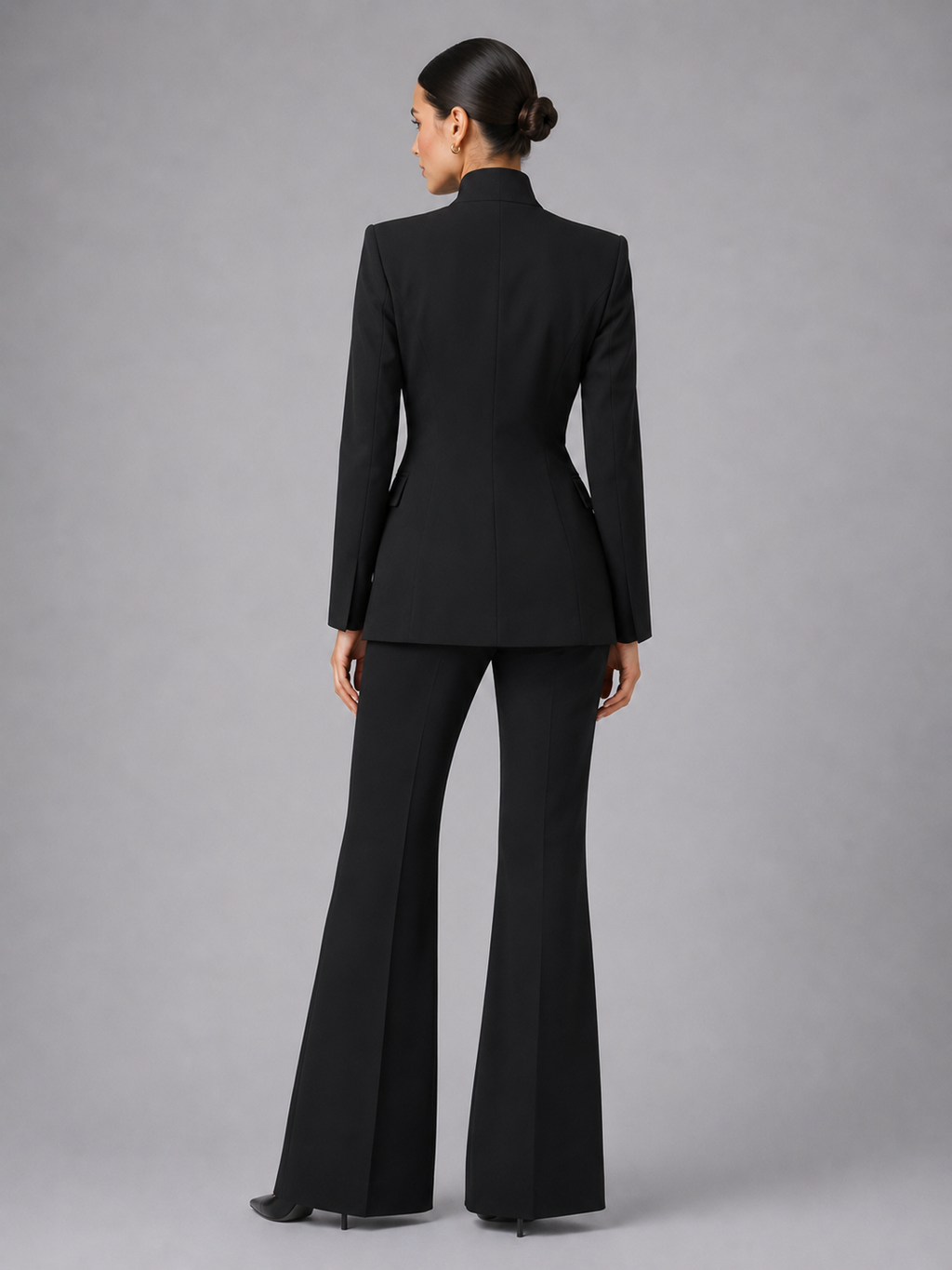 Women's Two-Piece Pant Suit – Tailored Blazer & Wide Leg Trousers