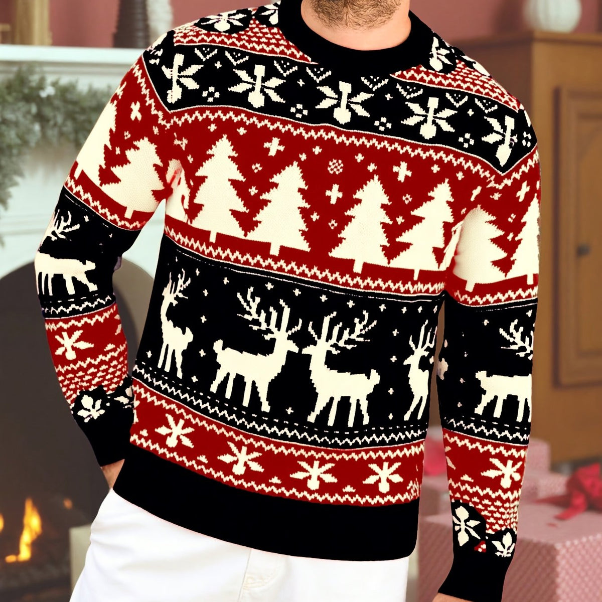 Carter | Unisex Fair Isle Reindeer Christmas Sweater