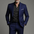 Men's Slim Fit Business Casual Suit – Two-Piece Cotton Blend Set