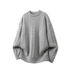Men's Cable Knit Crew Neck Sweater – Loose Fit Long Sleeve Pullover